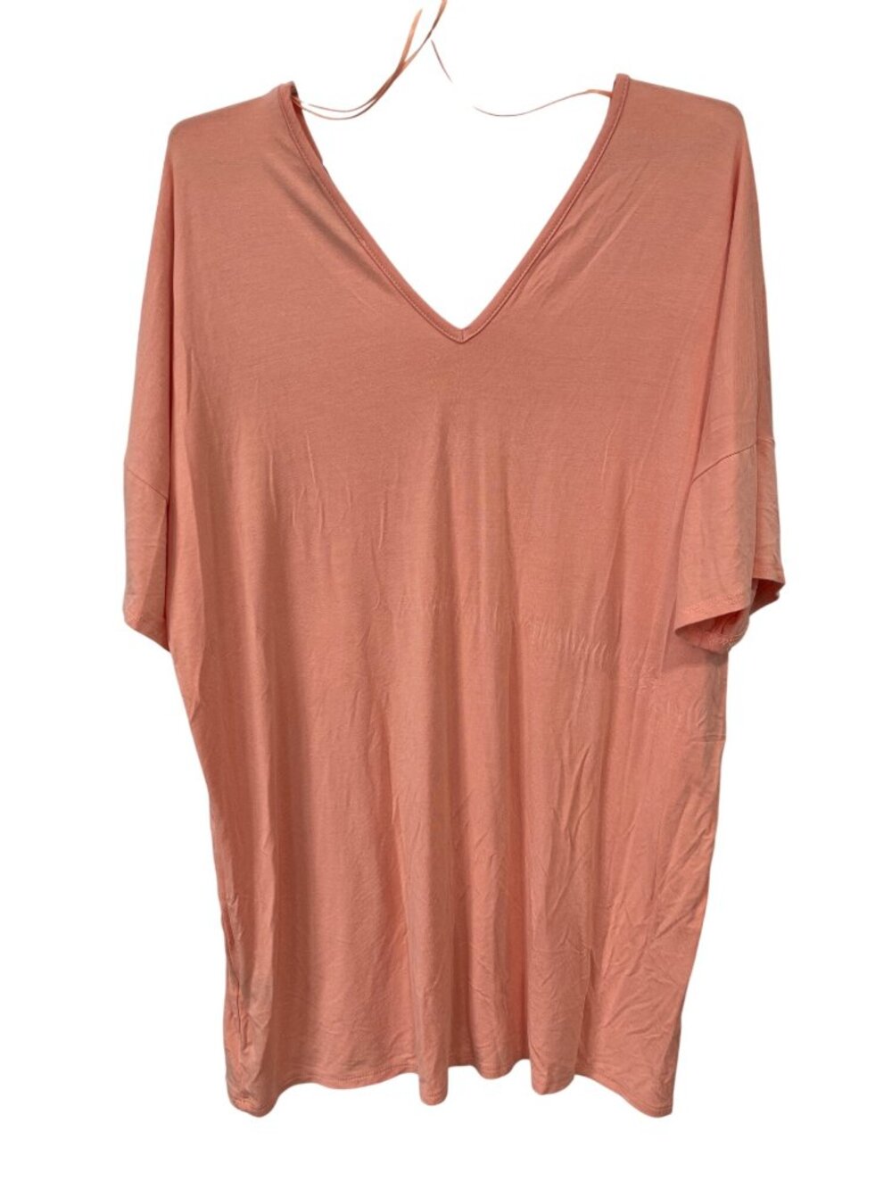 Emmas Closet Top Medium Loose Fit V-Neck Tee Peach Bamboo Relaxed Everyday Wear